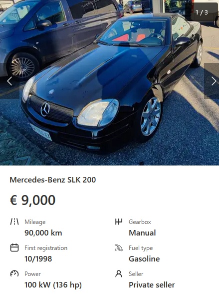 Mercedes Benz SLK 200 R170 136 HP 9000 EUR