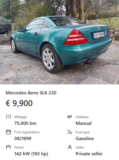 Mercedes Benz SLK 230 Kompressor 193 HP R170 9900 EUR