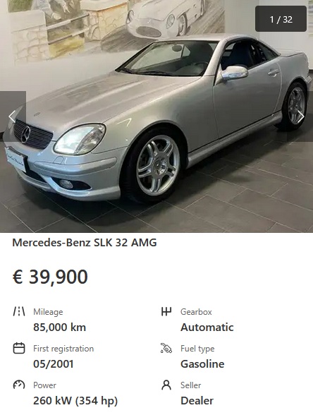 Mercedes Benz SLK 32 AMG 354 HP R170 39900 EUR