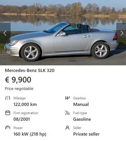 Mercedes Benz SLK 320 218 HP Manual R170 9900 EUR