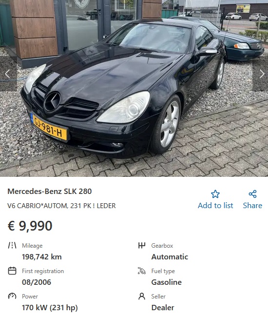 Mercedes SLK 280 231 HP 2006