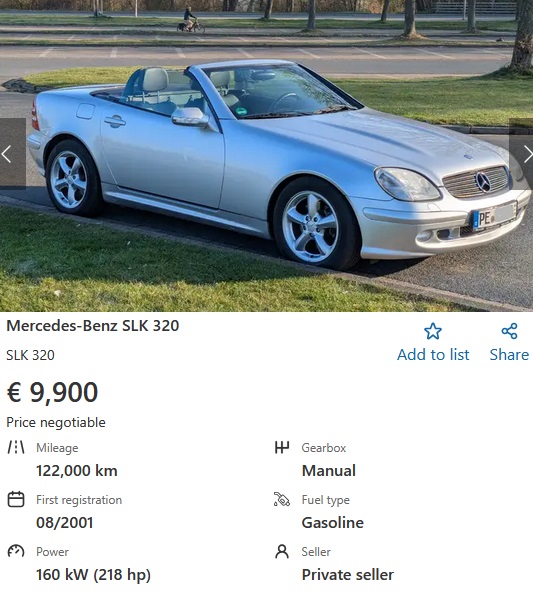 Mercedes SLK 320 218 HP 2001 R170